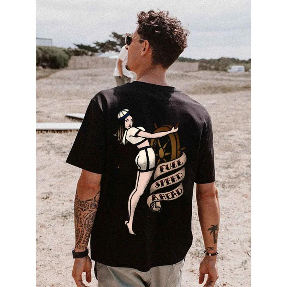 Men Cotton T-Shirt Short Sleeve Denim Graphic Apparel Harajuku Streetwear ONeck Tshirts Oversized Summer Men Tee Cowboy Clothing