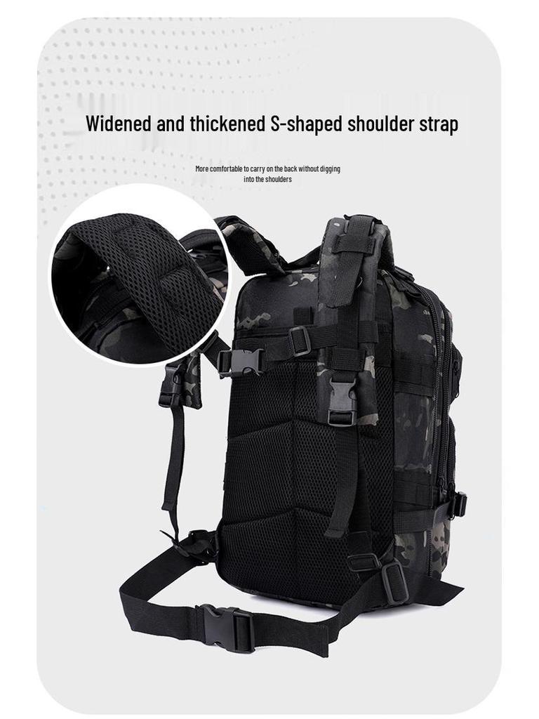 Camouflage 3P Tactical Backpack: Small Outdoor & Travel Bag with Shoulder Strap for Backpacking & Mountaineering