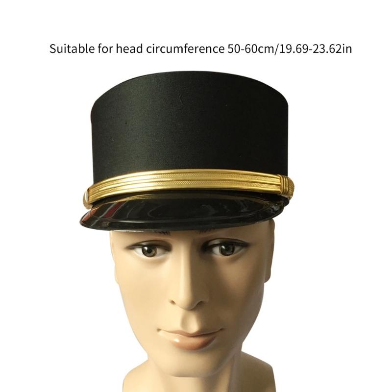 Black Security Guard Hat Carnivals Adult Soldier Hat Role Play Doorman Hotel Waiter Hat Adult Cosplay Party Black Hats
