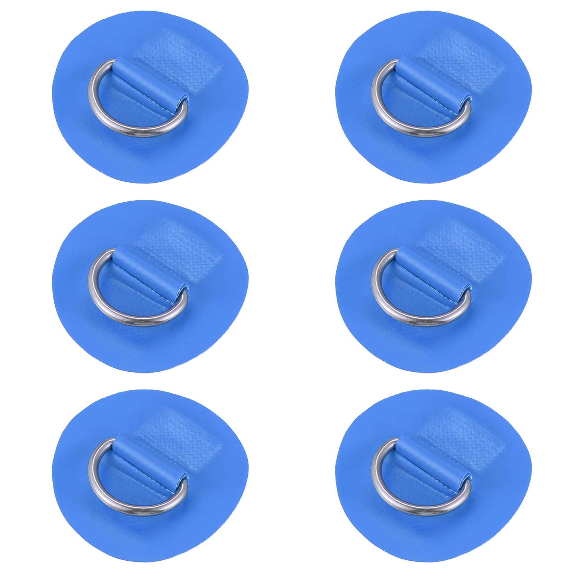 

X AUTOHAUX D-Ring Patches PVC Stainless Steel Round D-Ring Pads for Surfboard Inflatable Boat Kayak Canoe Deck 6cm Blue синій