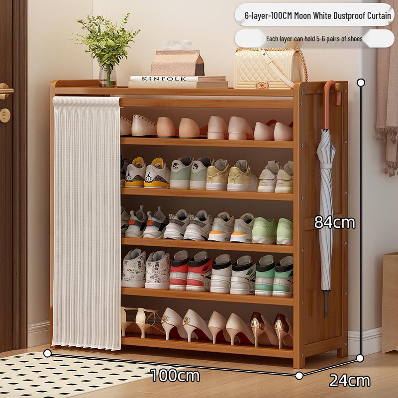 Bamboo Shoe Rack: Multi-Layer Dustproof Cabinet for Compact Home Storage