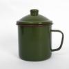 OLOEY Retro Army Green Enamel Mug with Lid