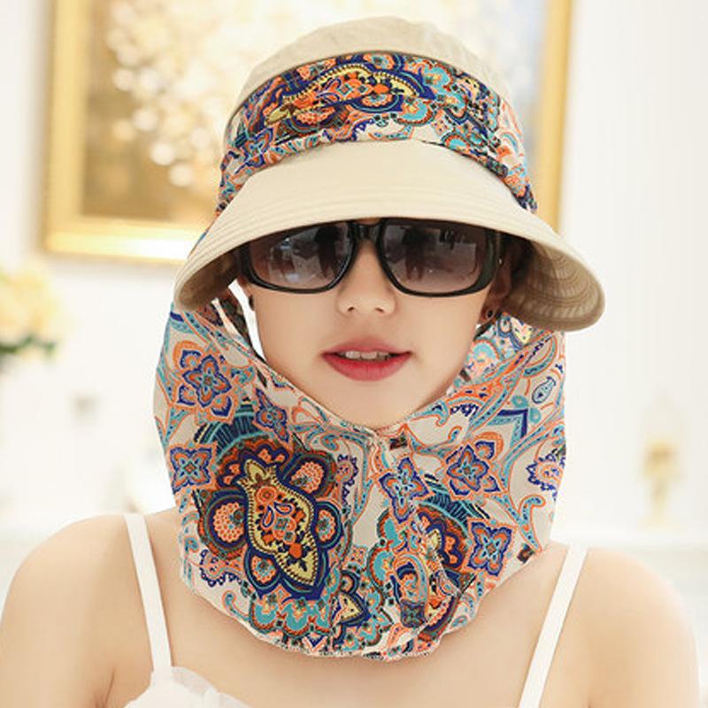 Hat Women's Sun Hat Summer Sunscreen Foldable Summer Sun Hat Outdoor Cycling Big Edge Face Cover Sun Hat