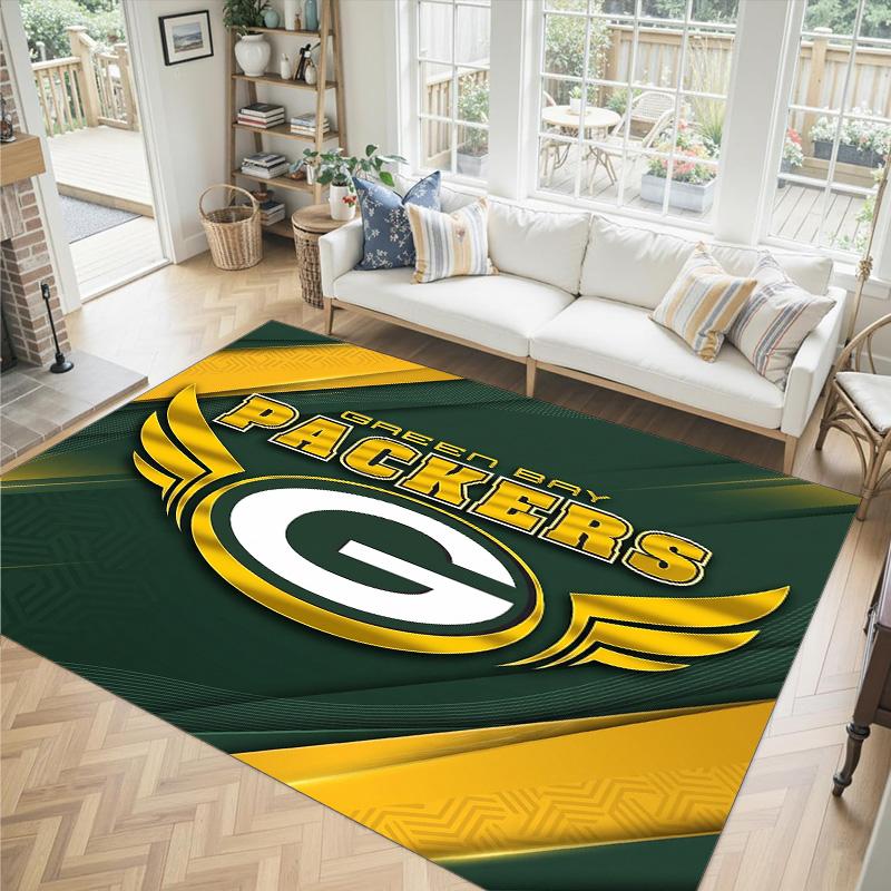 Tappeto in Velluto Cristallo Design Green Bay Packers Accogliente Non?Tappeto Stampato Antiscivolo per Camera da Letto Soggiorno Ingresso