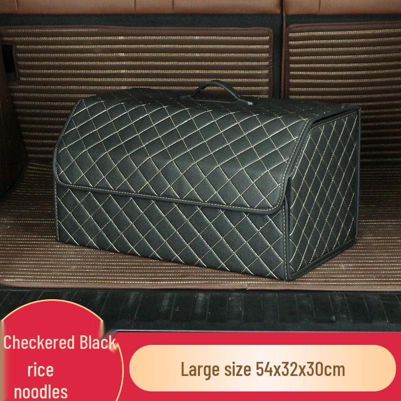 Trunk Storage Box: Multifunctional Folding Car Organizer with Logo-Printed Leather