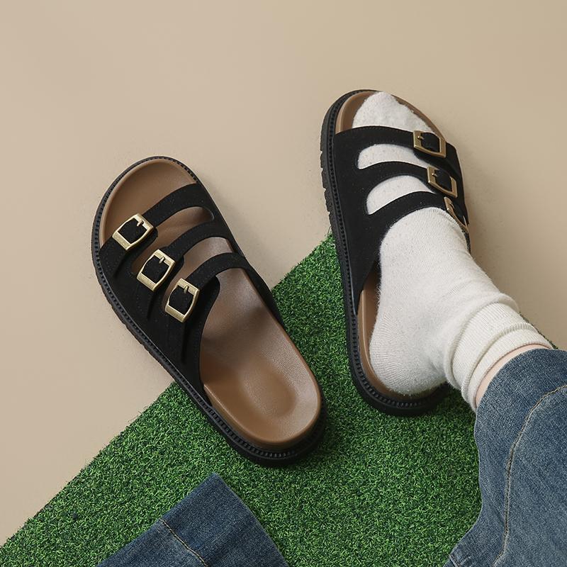 

Fashion 2025 Women Slippers Flip Flops Female Metal Rivets Plat Slides Soft EVA Open Toe Indoor Outdoor Beach Casual Shoes Home Slippers 35 чёрный