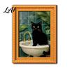 Retro Wood Picture Frame Magnets Black Cat Wooden Refrigerator Magnet Halloween Theme Decorative Cute Pumpkin Magnet Set Magnetic Decal for Kitchen