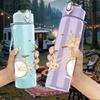 1PC Bicycle Wild Flower Art 750ml Color Plastic Sports Water Bottle Leakproof Flip Straw Lid Suitable for Sports Office Home Use