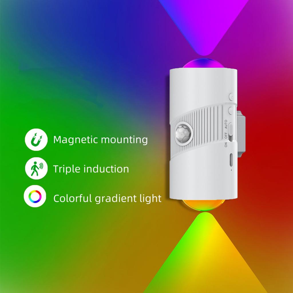 Motion Sensor LED Night Light RGB USB Rechargeable Magnetic Mounting Wall Lamp Staircase Light Indoor Lighting