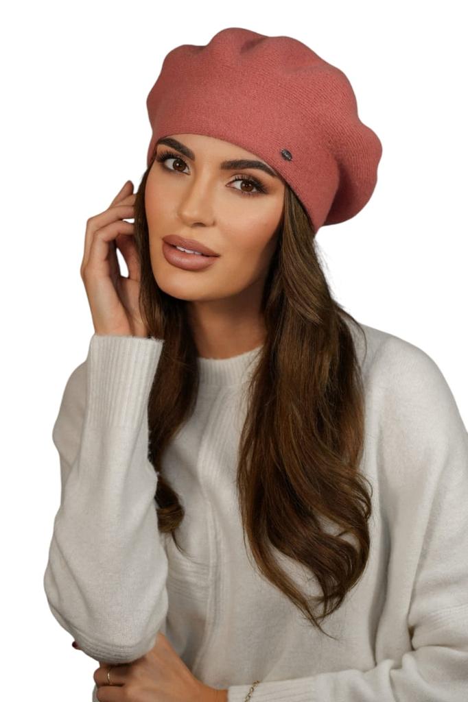 Women' Winter Wool Beret Coral Color - Kiang