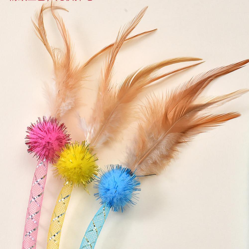 Cat Toys Chew Ropes New Interactive Cat Feather Toys Cat Stick Elastic Mesh Tube Toy Rod Kitten Interactive Toys Pet Wand