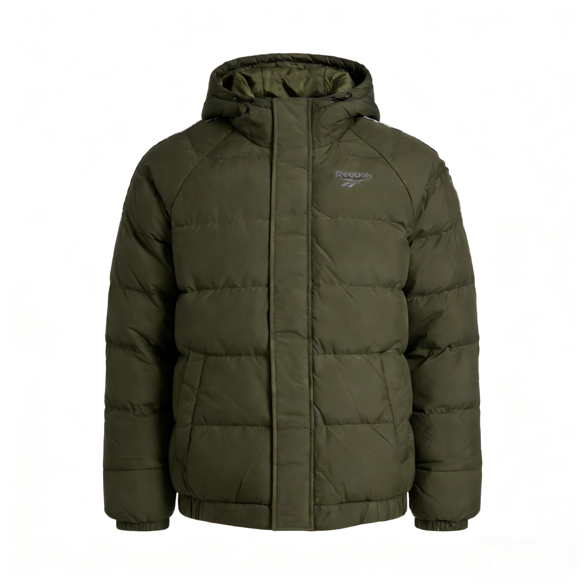 Reebok Gray Goose Down Zip Hooded Long Sleeve Jacket Unisex outerwear FQ8394 L