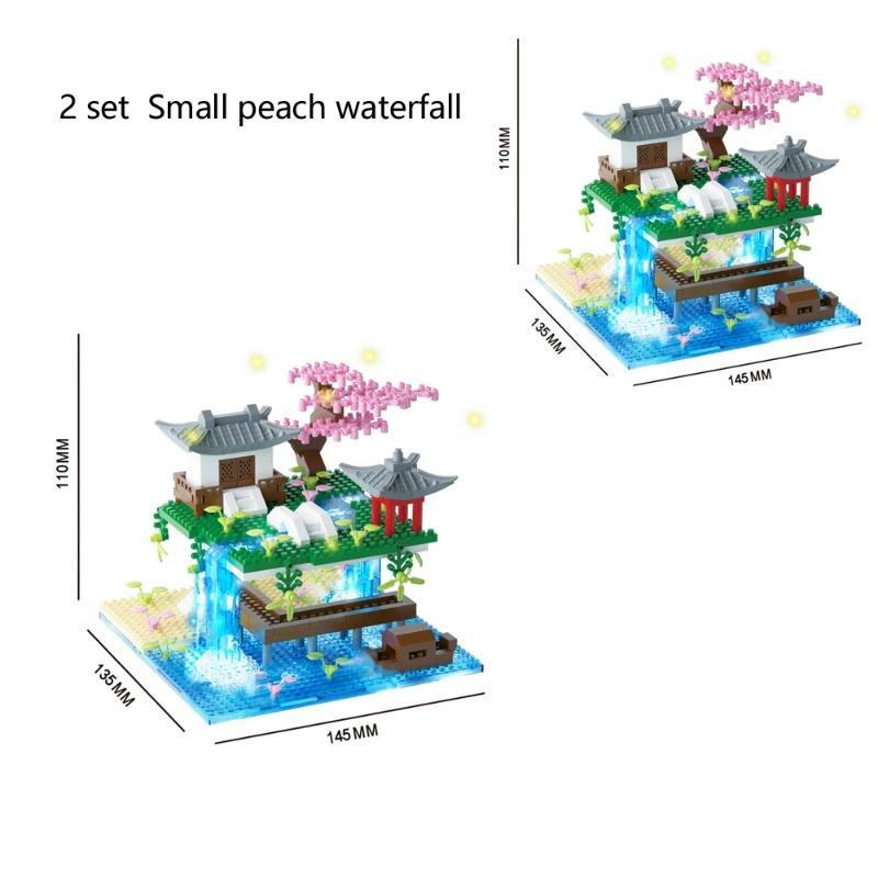 Taohuatan Lake Themed Micro Brick Building Blocks Set, Adult Creative Toys, Unique Chinese Landscape Model Bricks with LED Light