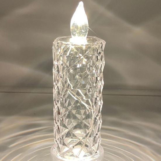 LED Candle Lights Romantic Rose Shadow Flameless Candles Lamp Elegant Crystal-like Pillar Candles