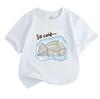Kids Boys Girls 100% Cotton Crew Neck Short Sleeve T-Shirt, Cute Frozen Capybara Print Casual So Cold Pattern Soft Breathable Summer Tee for Daily Wea