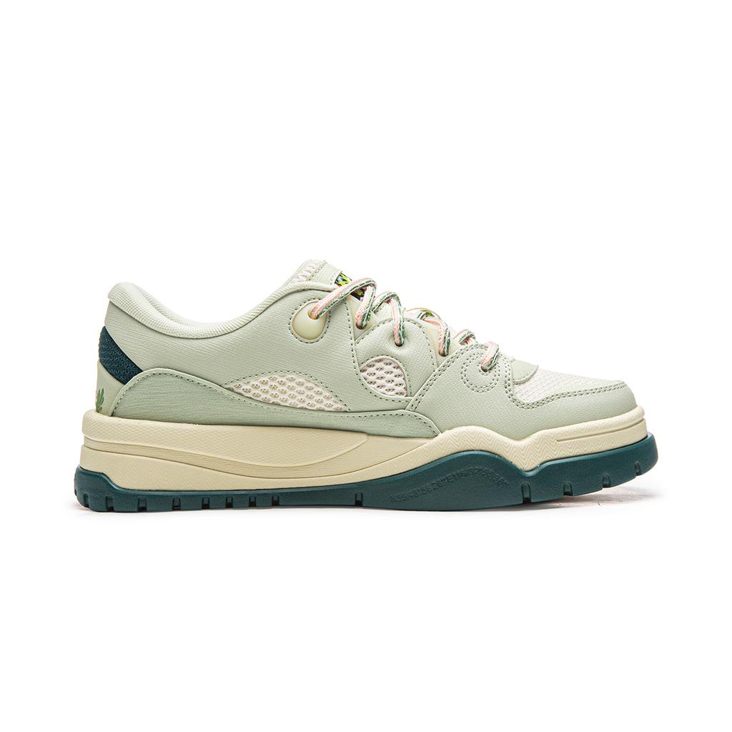 Li Ning Classic Versatile Fashion Thick Sole Comfortable Rebound Non-Slip Wear-Resistant Breathable Low-Top Skate Shoes Women sneaker Green AGCW166-1