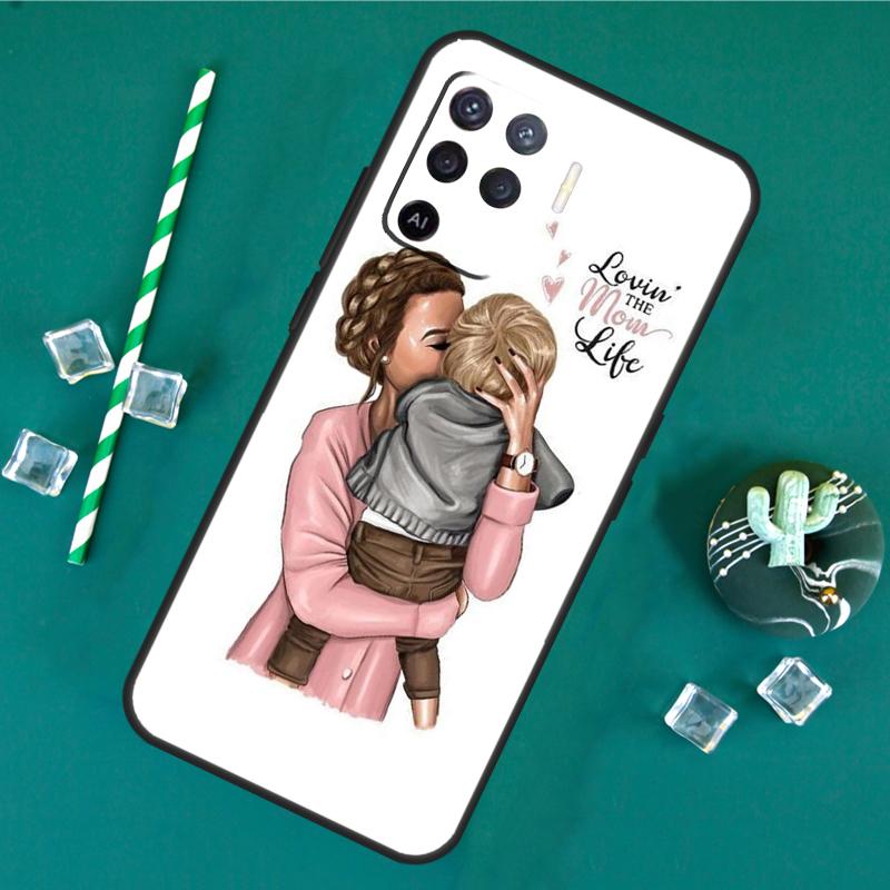 Brown Hair Baby Mom Girl Queen Case For Oppo A60 A40 A80 A16 A76 A96 A18 A38 A58 A78 A98 A91 A15 A17 A74 A94 A54 A57S Cover