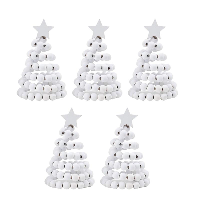 5pcs Wood Desktop Christmas Tree Figurine Festive Desktop Decoration Christmas Tree for Office Desk Holiday Decoration