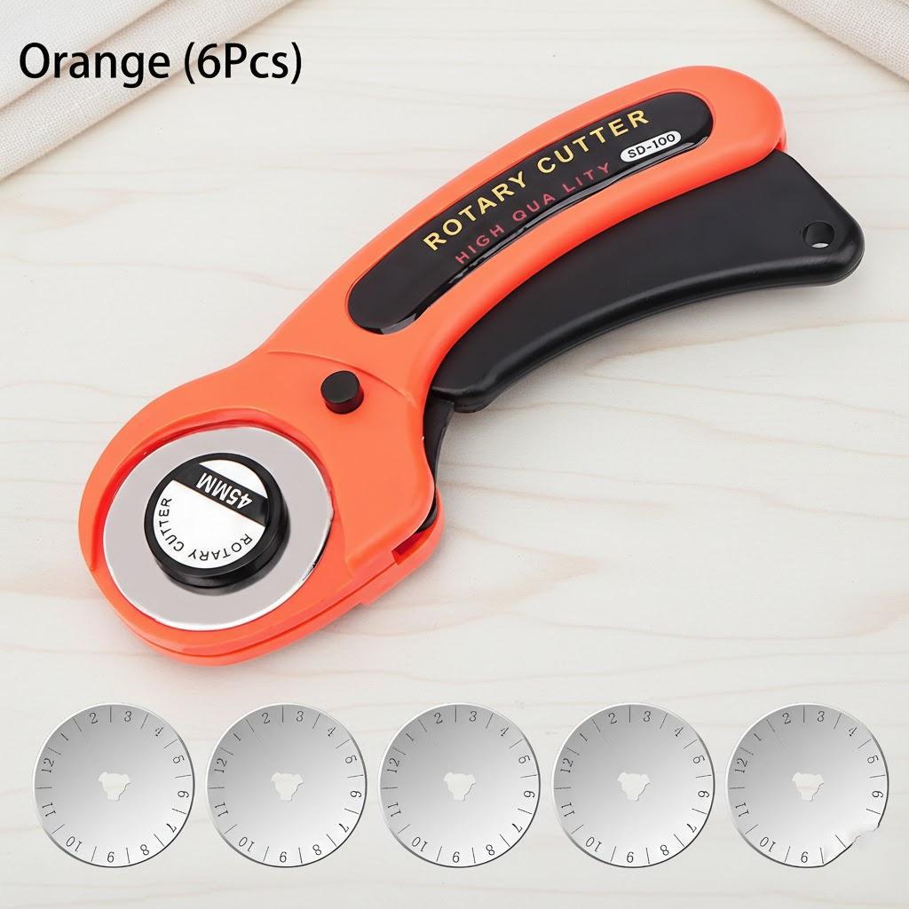 

Rotary Cutting Wheel Knife Manual Fabric Cutter Leather Round Cutting Tool for Quilting Crafting Sewing Replacement Blades помаранчевий
