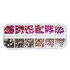 12Grids/Box Nail Art Rhinestone Flat Back Non-Drop Lightweight Mixed Colorful AB Nail Art Glitter Decorations for Manicure
