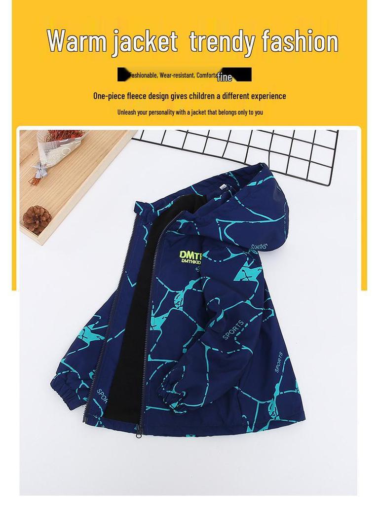 Boys' Korean-Style Fleece Windbreaker - 2025 Spring/Autumn Trend