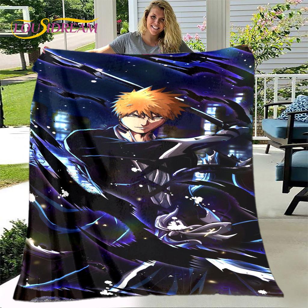 Japonské anime Bleach Kreslená měkká plyšová deka, flanelová deka přehoz na obývací pokoj ložnici postel pohovku piknikovou pokrývku pro děti