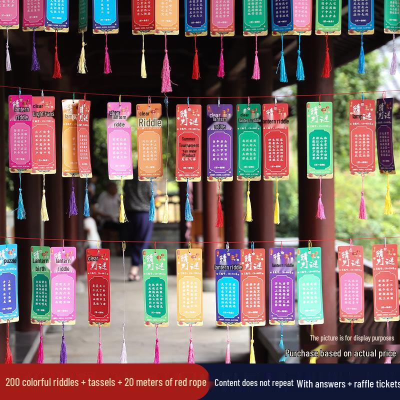 Mid-Autumn Festival Chinese Luminous Flower & Palace Lanterns with Riddle Hanging Ornaments