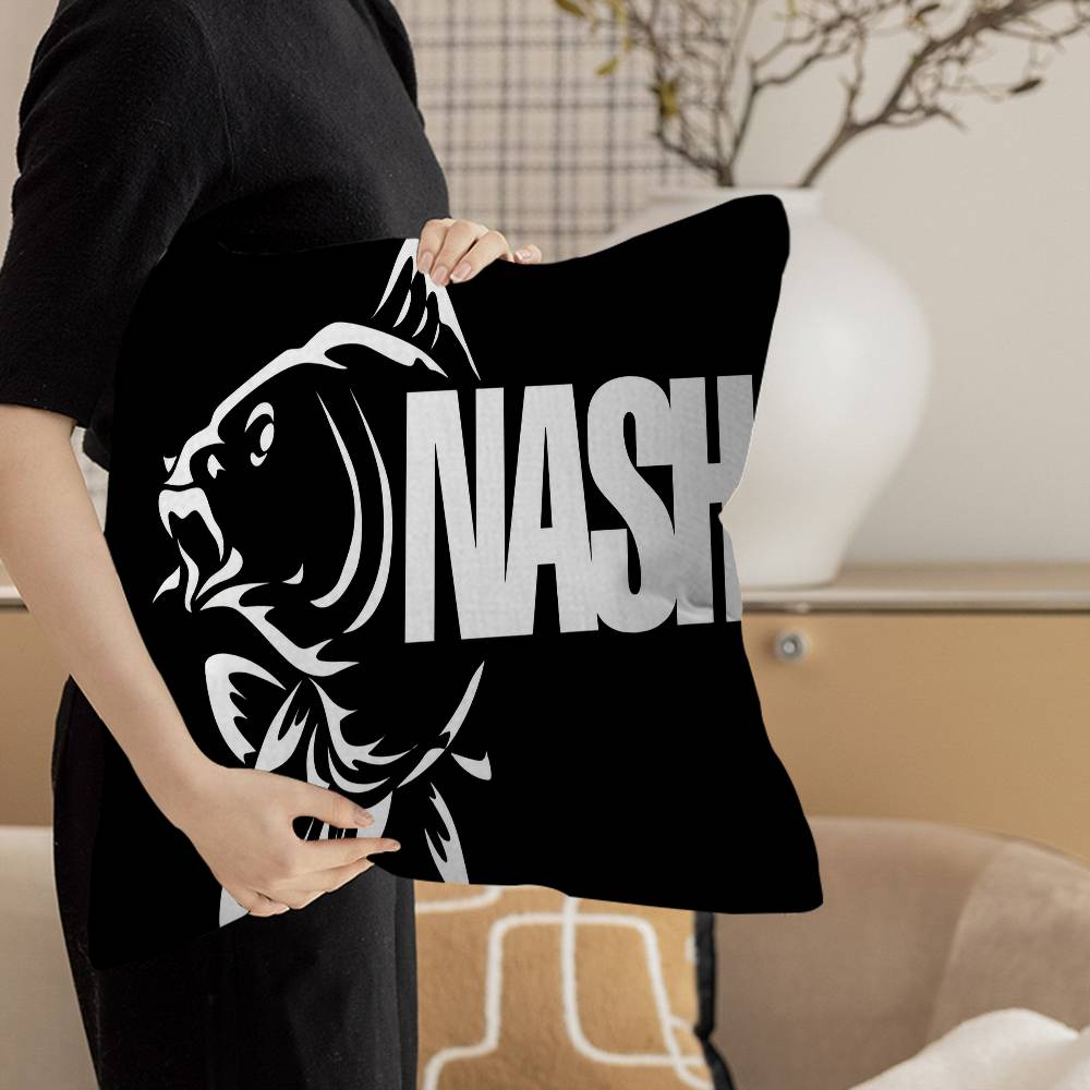 

N-Nash Fishing Logo Pillow Cover for Bedroom Room and Living Room Sofa Decorative Cushion Cover 12x12Inch