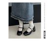 Patent leather Mary Jane single shoes women's spring new versatile thick heel square head one-word buckle temperament high heels