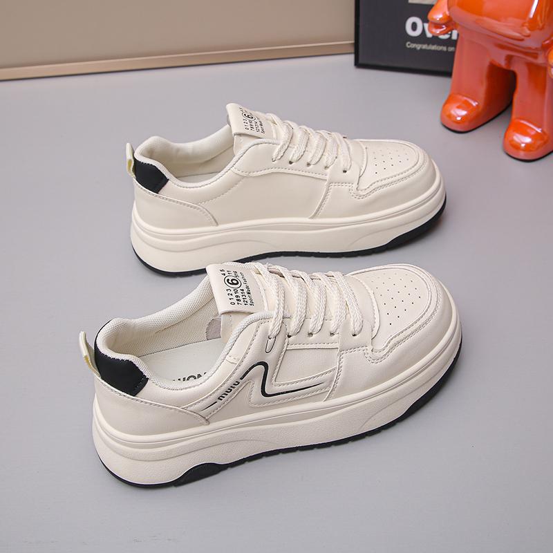 Fashion Women's Casual Shoes Cowhide Platform Casual Women's Shoes 2025 Spring and Summer New Versatile Round Head Little White Shoes