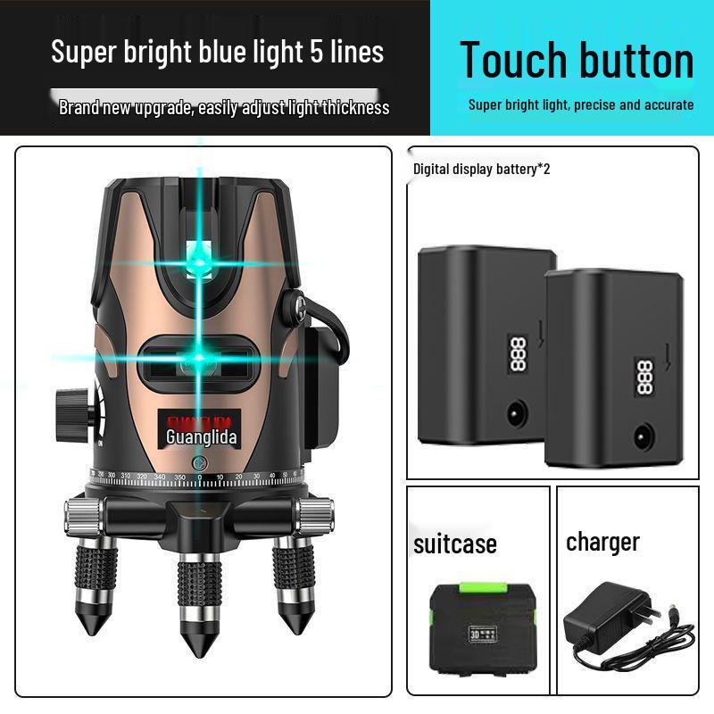 High Precision Outdoor Laser Level with Infrared, Blue, and Green Light - 2, 3 & 5 Lines, Auto-Leveling, Imported LD.