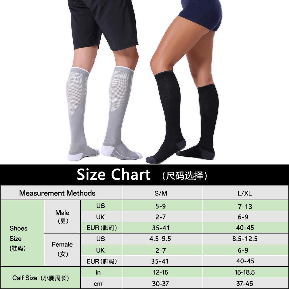 1 Paar Kompressionssocken für Damen und Herren 20-30 mmHg Lauf-Stützsocken