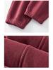 Women's 2025 Purple Fleece-Lined Cotton Zipper Harem Ankle-Tie Pants with Letter Embroidery