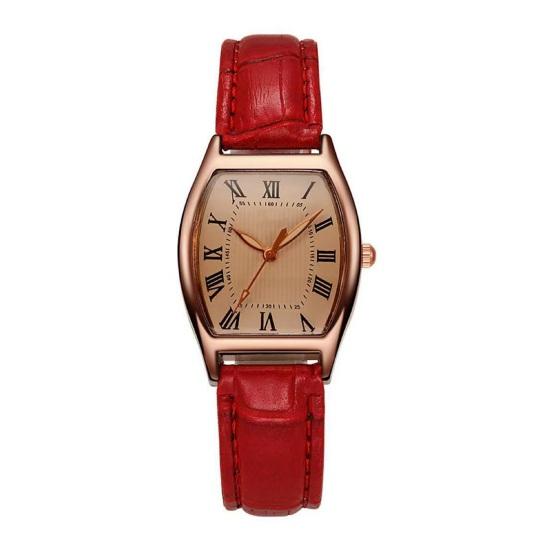 Ladies Watch with Soft Leather Strap Retro Barrel Shape Dial Watch Simple Elegant Vintage Style Watch for Women Daily Office Party Wear