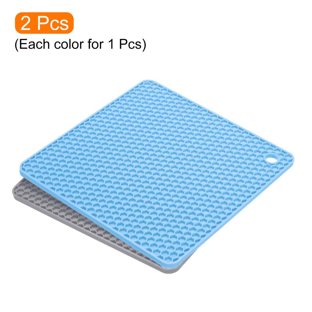 2pcs Uxcell Dish Drying Mat Set 18 X 18 Cm Silicone Reusable Drain Pad Heat Resistant Suitable for Kitchen Counter Fridge Drawer