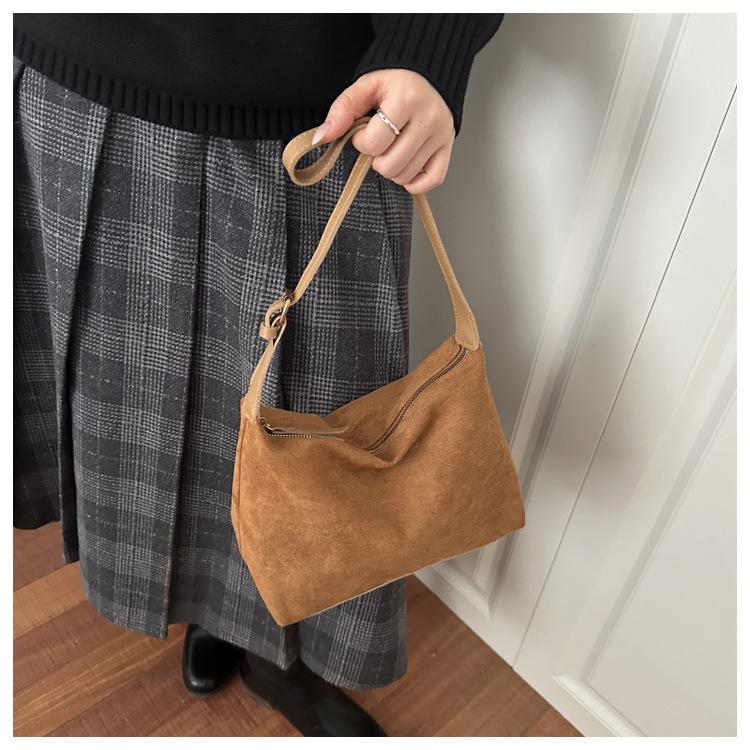 Faux Suede Lazy Tote Bag for Women Trendy Soft Shoulder Crossbody Purse
