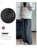 Women's Retro Plaid Wool Fleece-Lined Wide-Leg Pants - Casual Loose Fit for Autumn and Winter