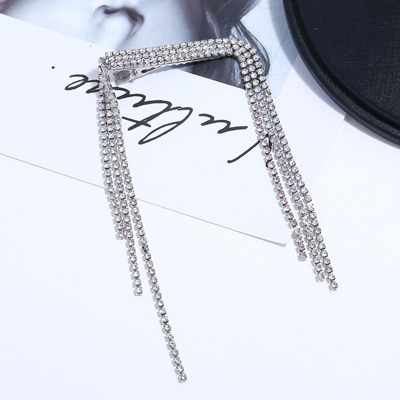 

Модная фея красота хрустальная бахрома заколка для волос девушка легкая роскошь темперамент полный бриллиант верхний зажим краевой зажим персонализированные аксессуары для волос