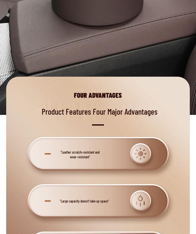 Leather Multifunctional Car Trash Can & Storage Bucket