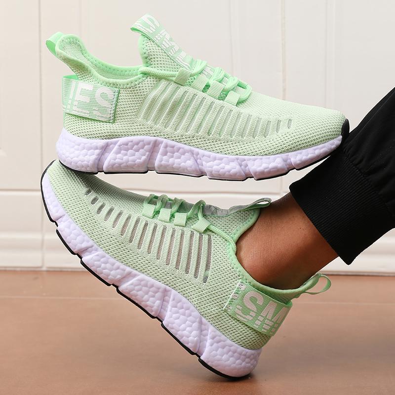 Men Casual Sports Summer Shoes Breathable Fashion Comfortable Men's Fashionable Versatile Design Mesh Fabric Flat Shoes, Gym Training Jogging Shoe