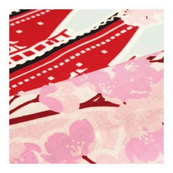 Somen Anbo Tenugui: Five-Story Pagoda and Cherry Blossoms, Hand-Dyed, 100% Cotton, Tokka, Made In Japan, 35cm X 100cm, Vibrant Japanese Spring