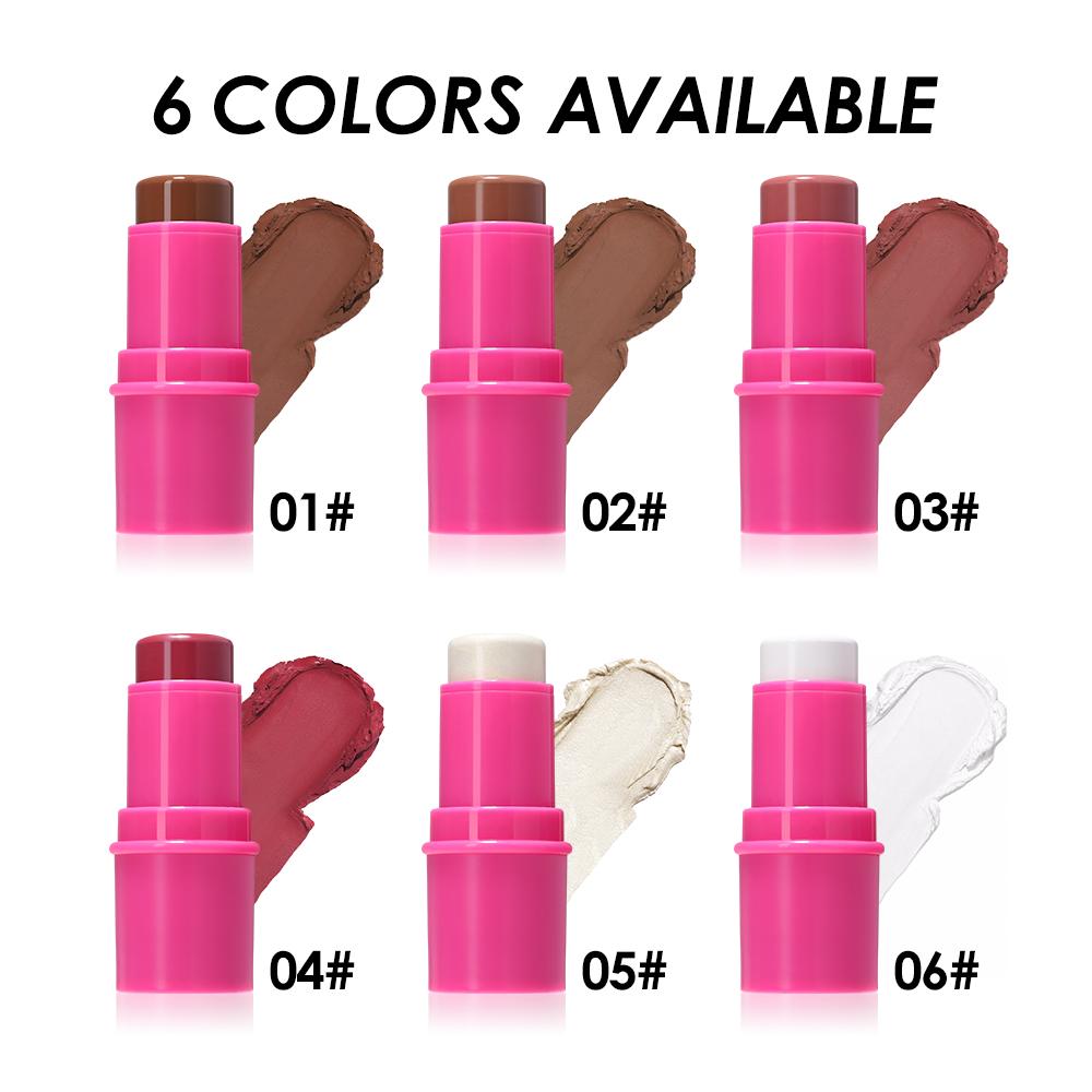 6pcs Makeup Stick Set, Contour Highlighter Blush Stick for Face, Shimmer High Light Stick, Creamy Natural Face Shaping Contour Brightening Blush Stick 6pcs