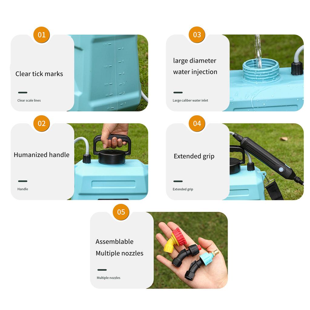 Spruzzatore Elettrico 8L Annaffiatoio Spruzzatore Agricolo ad Alta Pressione con Lancia Telescopica Elettrico Ricaricabile Nebulizzatore