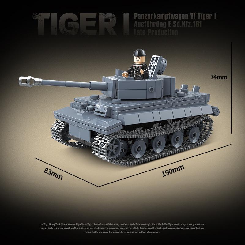 Lego-Compatible WWII Tiger I Tank Building Blocks - Military Series Toy for Boys