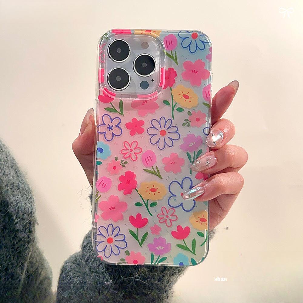 Použitelné pro Apple 16PM Letní pastorální styl Malý květinový kryt na mobilní telefon Iphone13pro Velký otvor IMD Ochrana pro dívky
