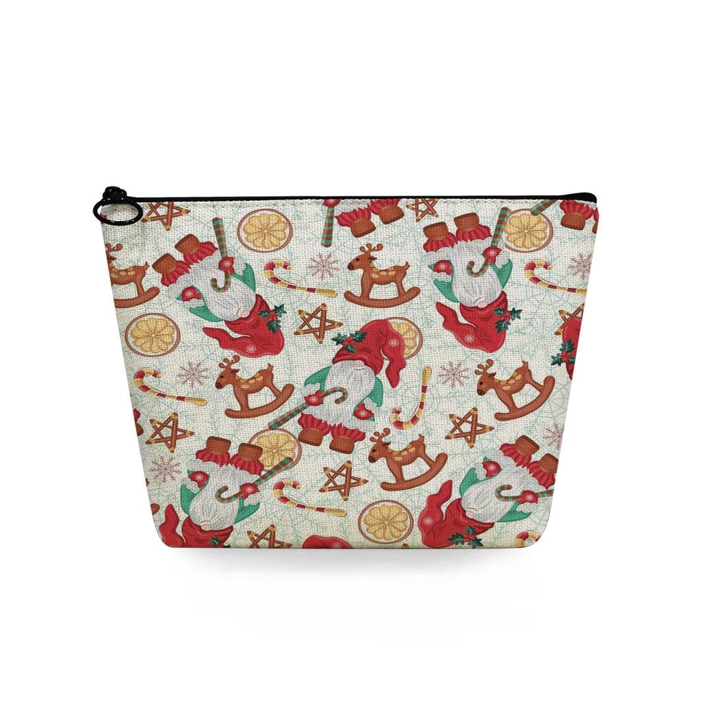 Women Christmas Snowman Print Cosmetic Bag Toiletries Organize Travel Storage Case  6367