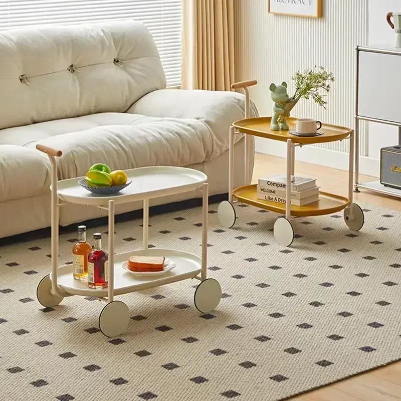 Nordic Coffee Tables Home Furniture Mobile Living Room Tv Stands Sofa Side Table Storage Carts Creative 2 Deck Tea Tables Mesas