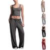Damen ärmelloses Tanktop und lockere lange Hose Set Lässige Loungewear Weicher Stoff Dehnbar Bequeme Passform