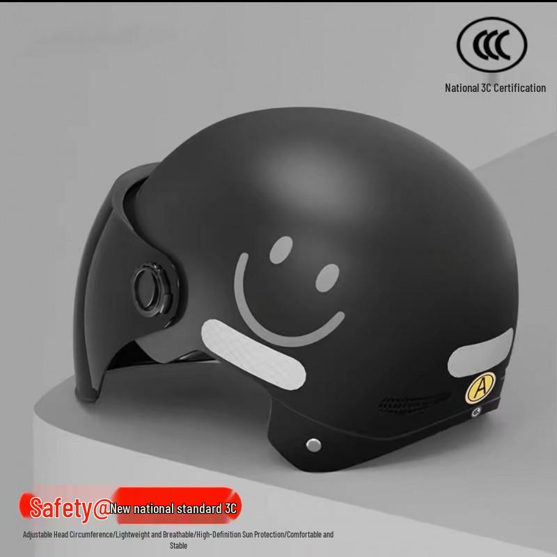Certified Smiley Face Helmet: Summer Sun Protection for Electric Scooters & Motorcycles