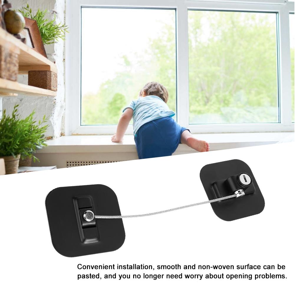 Square Black ABS Refrigerator Closet Cabinet Lock Child Safety System with Key